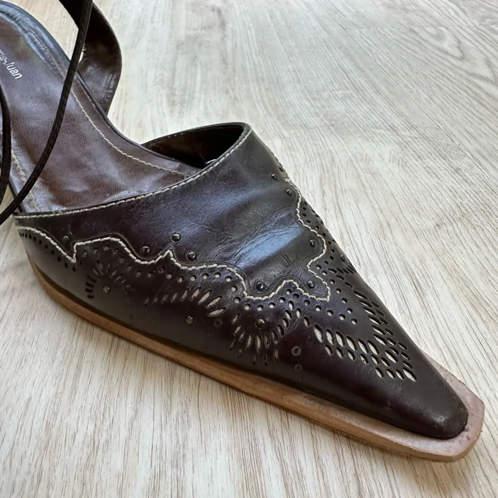 Chocolate Brown Western Sexy Boho Ankle Wrap Sandals by Jorge-Juan ~ 40.5